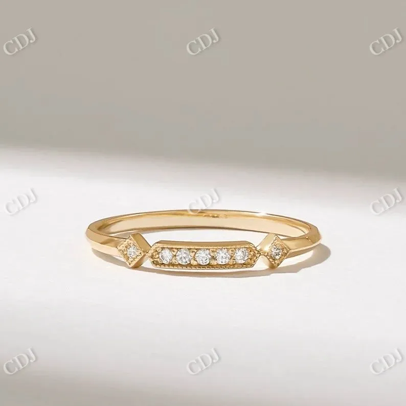 0.06CTW Solid Gold Diamond Princess Shape Wedding Band