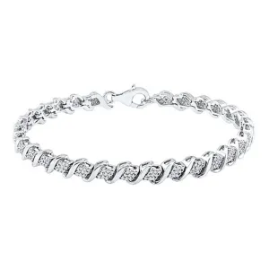 0.50 Round Diamond Womens Bracelet 10k White Gold 7 inch