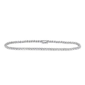 1 Cttw Round Diamond Tennis Bracelet Classic Womens 10k White Gold