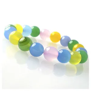 10mm Natural Multi Color Chalcedony Stretch Bracelet