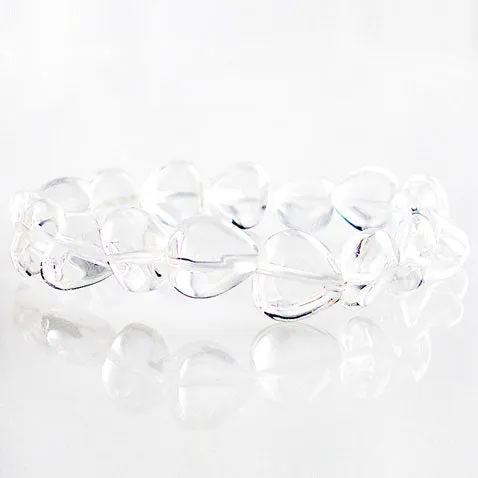 12mm Natural Rock Crystal Heart Drop Stretch Bracelet