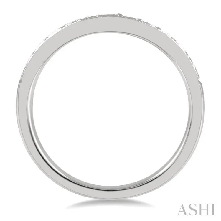 1/3 ctw Arched Round Cut Diamond Wedding Band in 14K White Gold