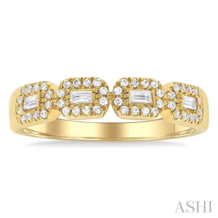 1/3 ctw East-West Baguette and Round Cut Diamond Fashion Band in 14K Yellow Gold