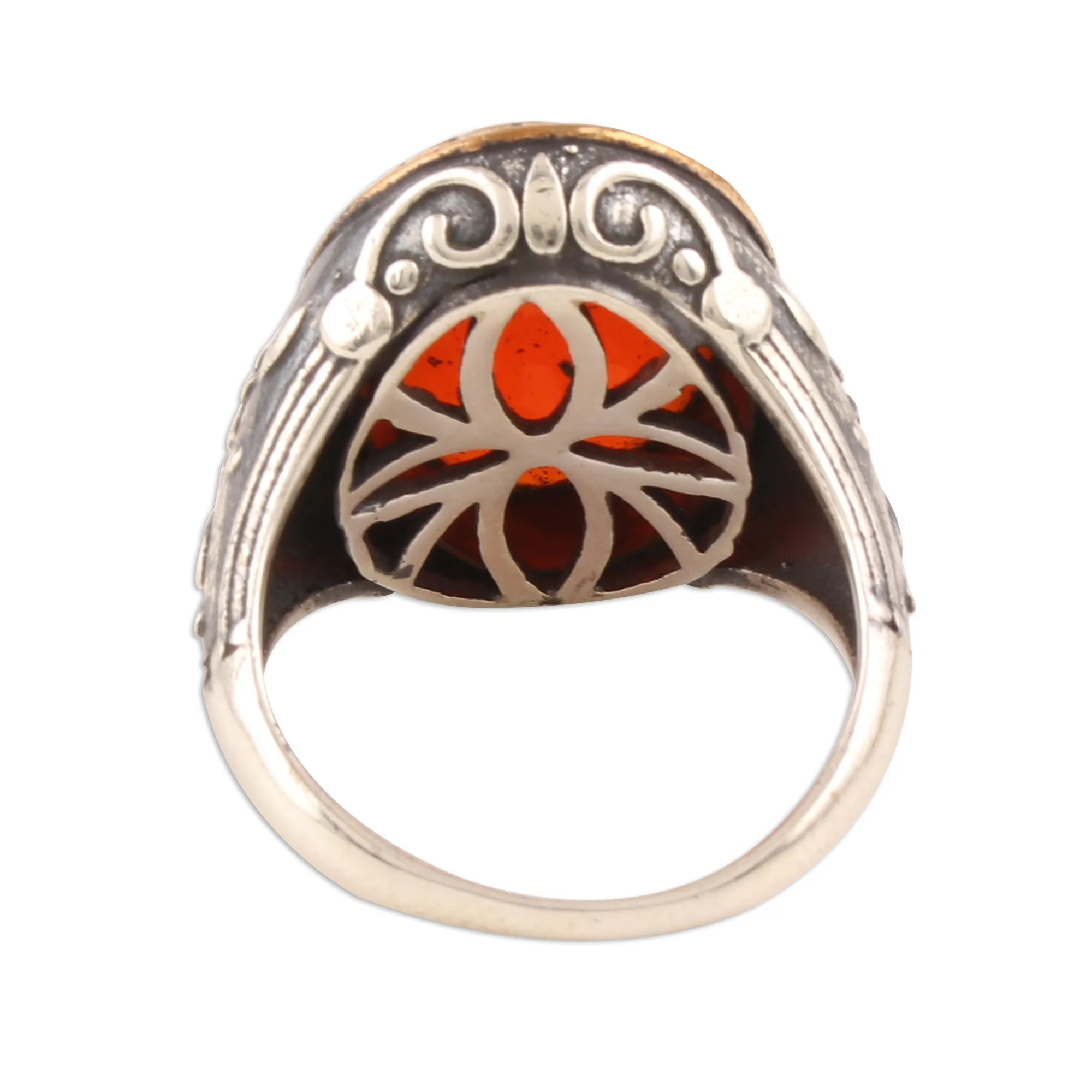 14-Carat Red-Orange Onyx Single-Stone Ring from India - Glistening Fire | NOVICA