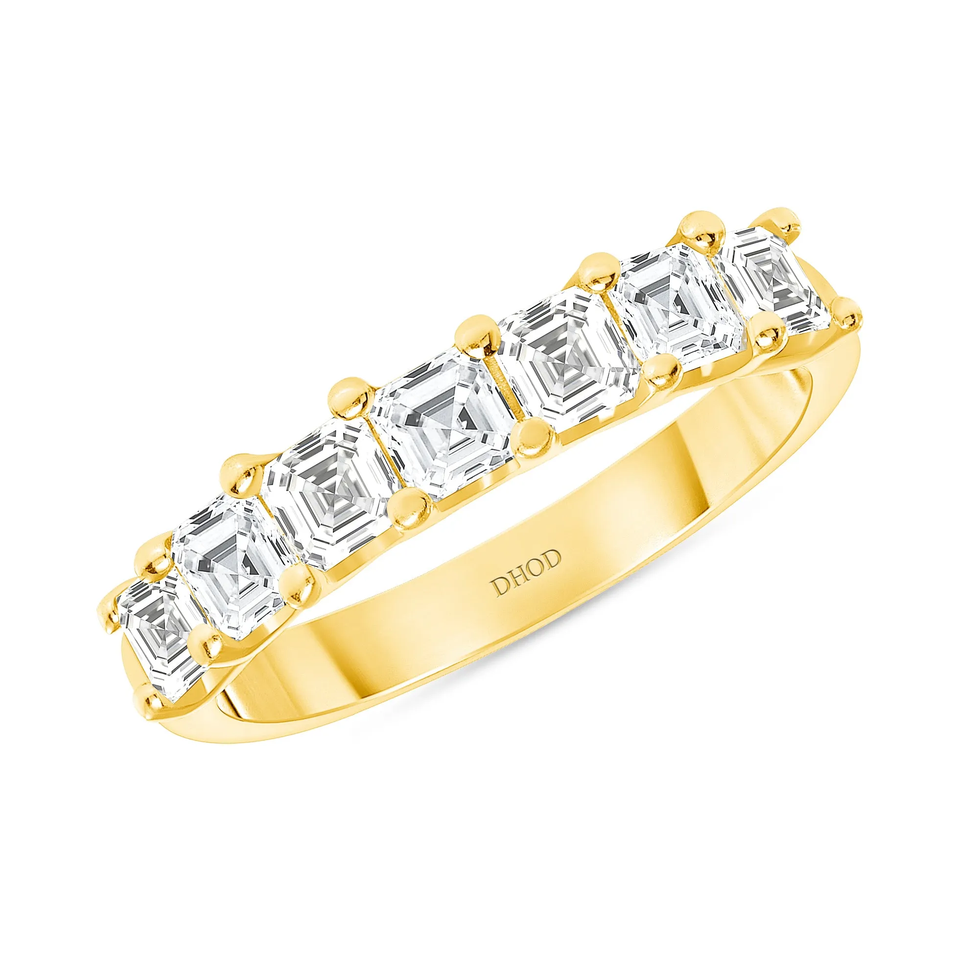 14K Gold 0.20 Carat Each Assher Cut Half Eternity Band