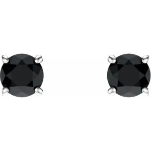 14K White 5 mm Natural Black Onyx Stud Earrings with Friction Post