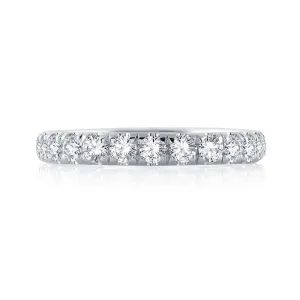 14K White Gold 0.75cttw. Diamond Classic Prong Straight Wedding Band