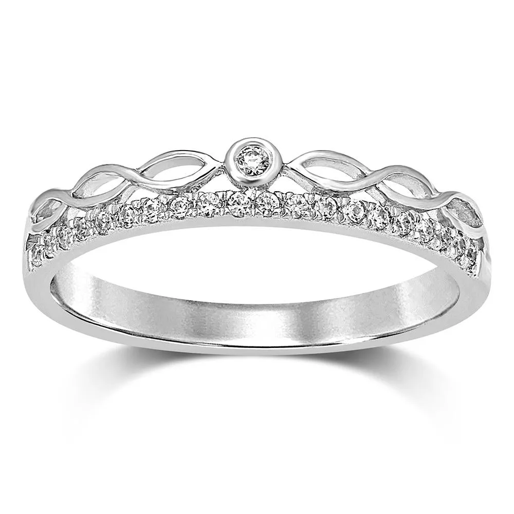 14K White Gold 1/10 Ct.Tw.Diamond Stackable Band