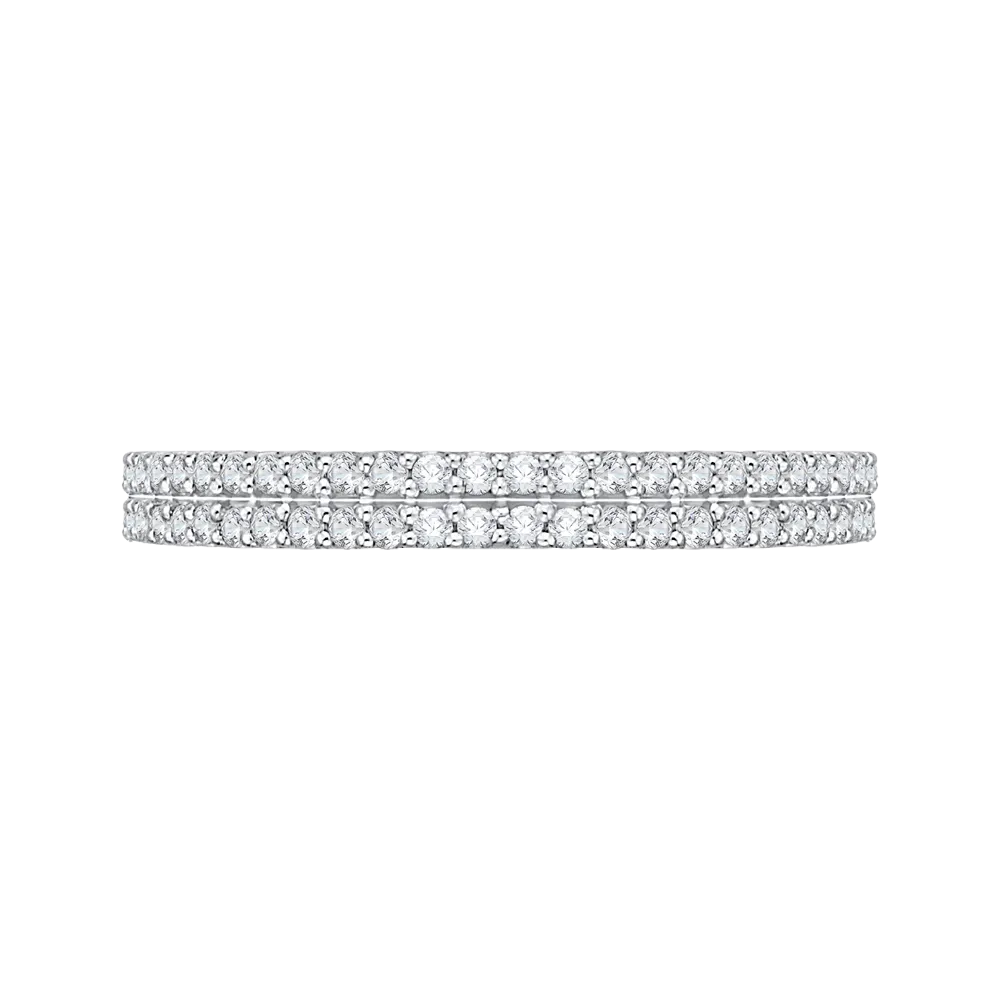 14K White Gold Half Eternity Round Diamond Wedding Band