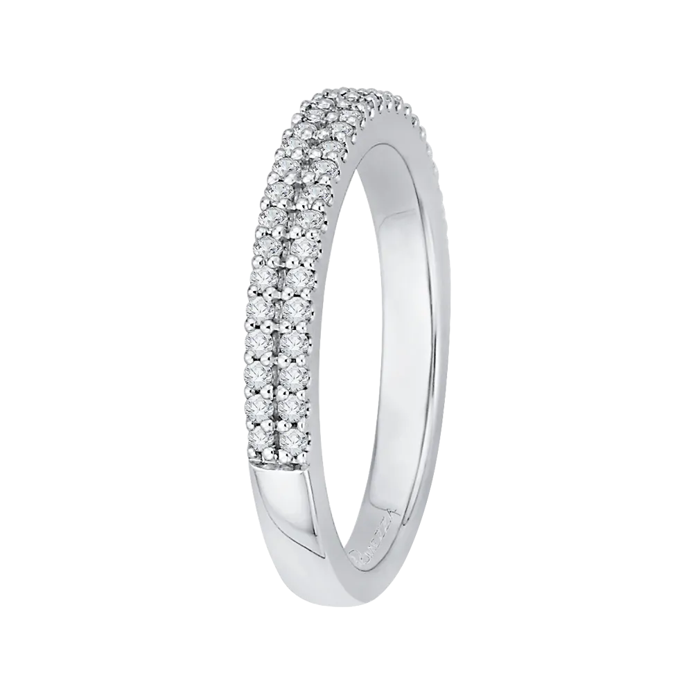 14K White Gold Half Eternity Round Diamond Wedding Band