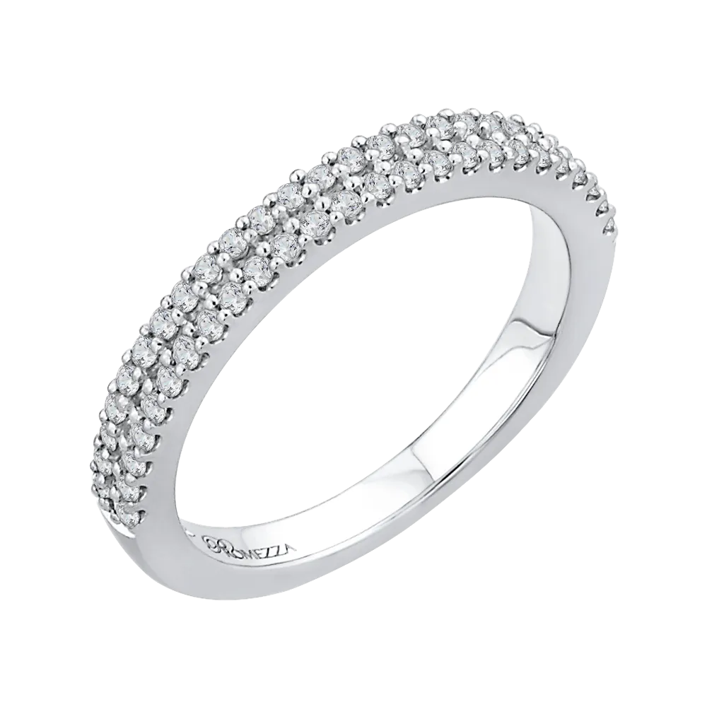 14K White Gold Half Eternity Round Diamond Wedding Band