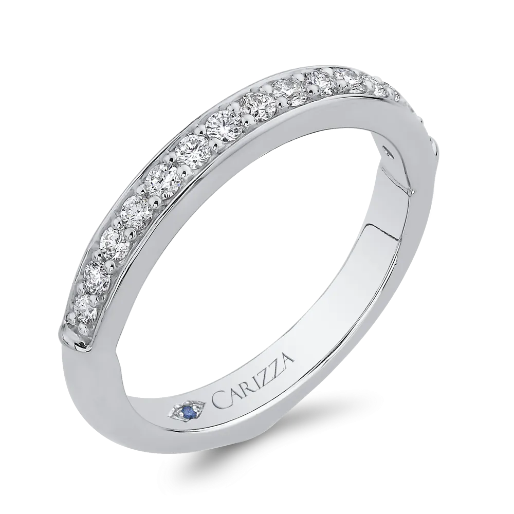 14K White Gold Round Diamond Half Eternity Wedding Band