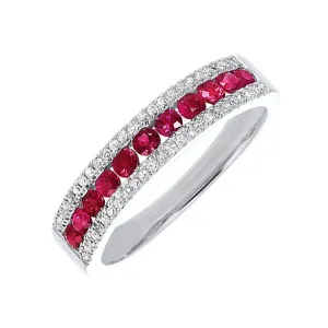 14KT WHITE GOLD DIAMOND (1/8CTW) & RUBY (1/2 CTW) RING