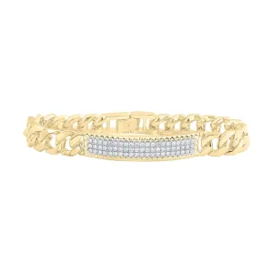 1.50 Cttw Round Diamond 8.5-inch Cuban Link Mens Bracelet 14k Yellow Gold