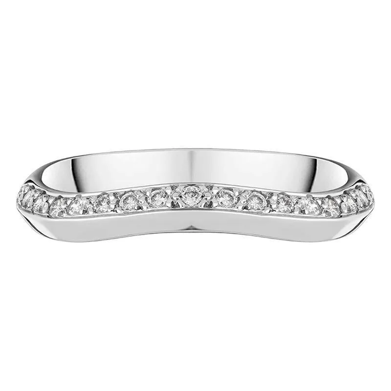 18ct White Gold 0.15ct Diamond 3mm Shaped Wedding Ring D