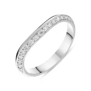 18ct White Gold 0.15ct Diamond 3mm Shaped Wedding Ring D