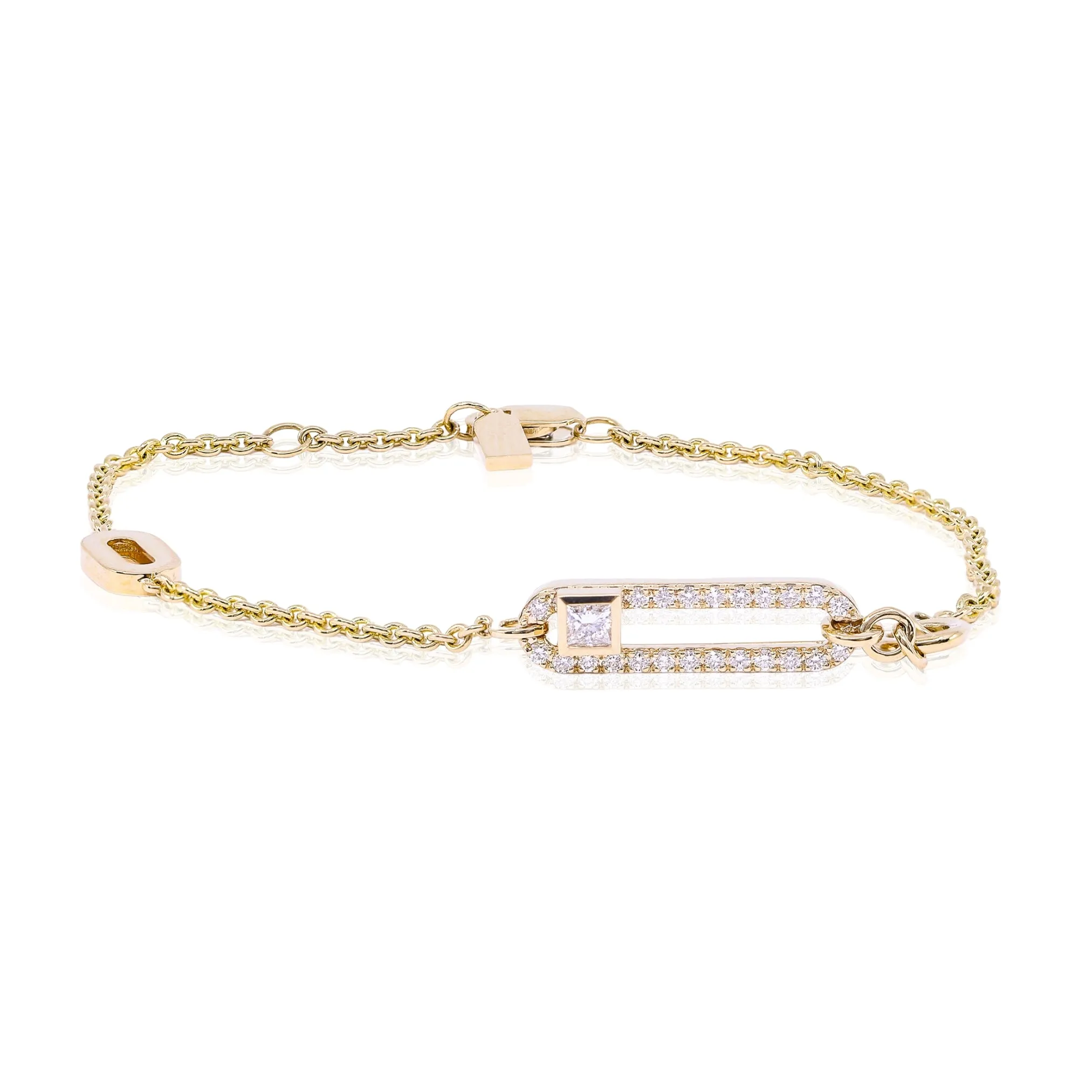 18K YELLOW GOLD DIAMOND PAPERCLIP LINK BRACELET - 0.35CTW