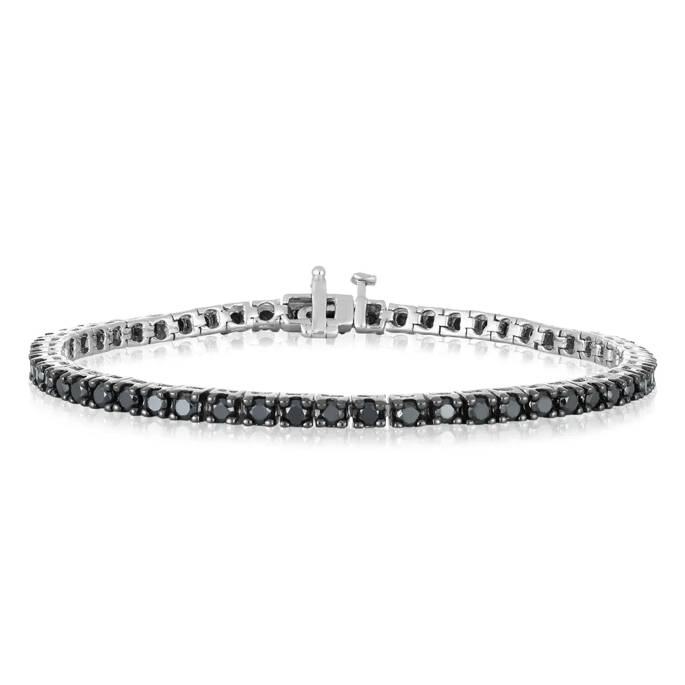 3.30 Carat Black Diamond 18cm Tennis Bracelet in Sterling Silver