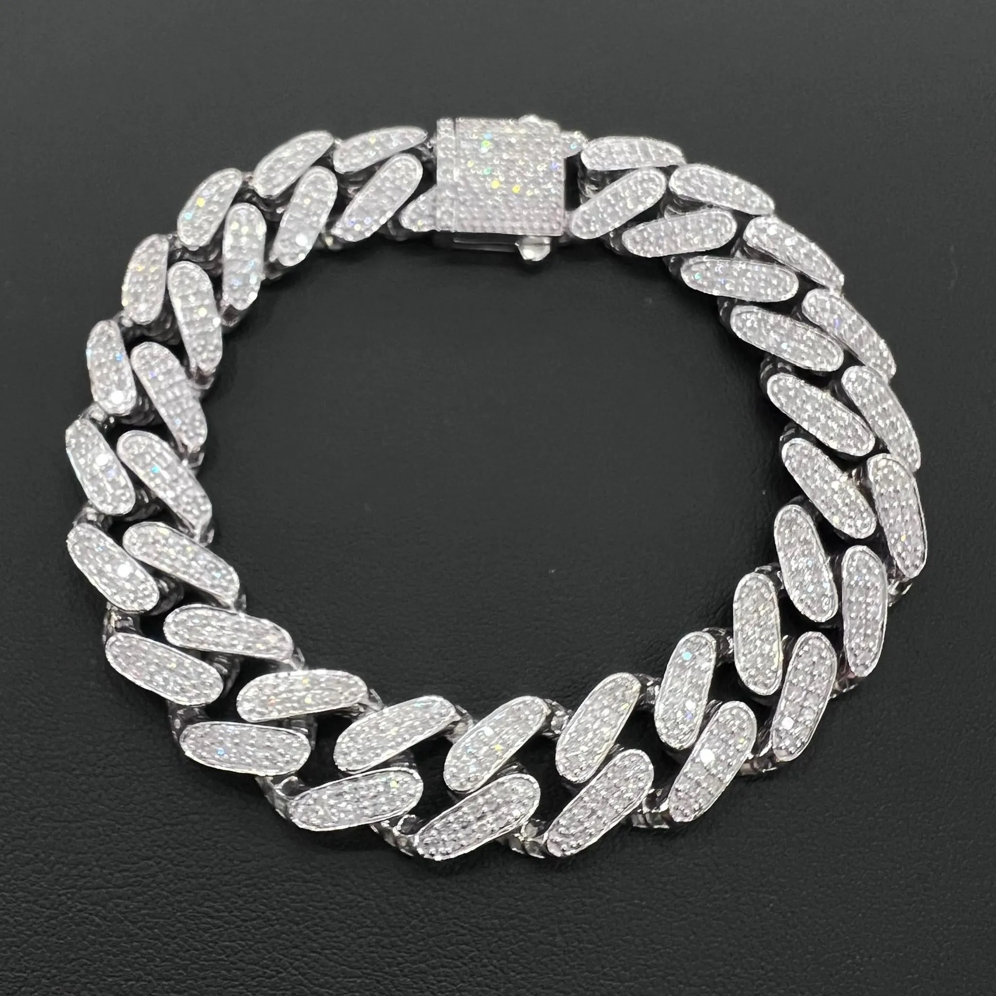 4.21cttw Diamond Miami Cuban Link Chain Mens Bracelet Real 10k White Gold 13mm