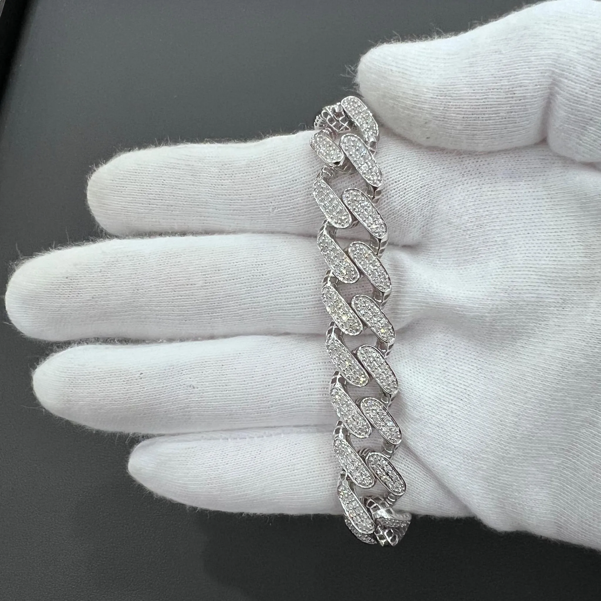 4.21cttw Diamond Miami Cuban Link Chain Mens Bracelet Real 10k White Gold 13mm