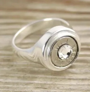 9mm Bullet Ring Sterling Silver Inlaid