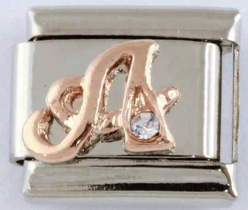 9mm Rose Gold Plated Letter A Charm