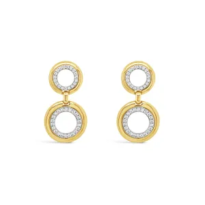 Absolute Jewellery Two Tone Gold & Silver 2 Circles Earrings