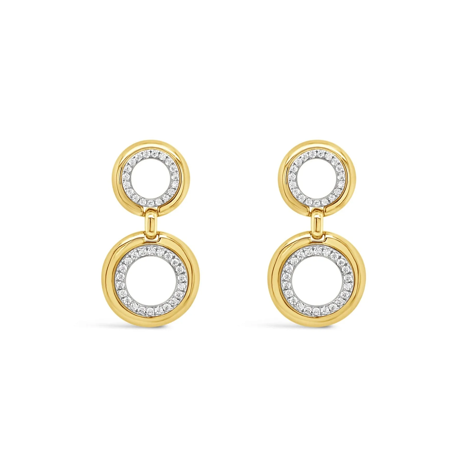 Absolute Jewellery Two Tone Gold & Silver 2 Circles Earrings