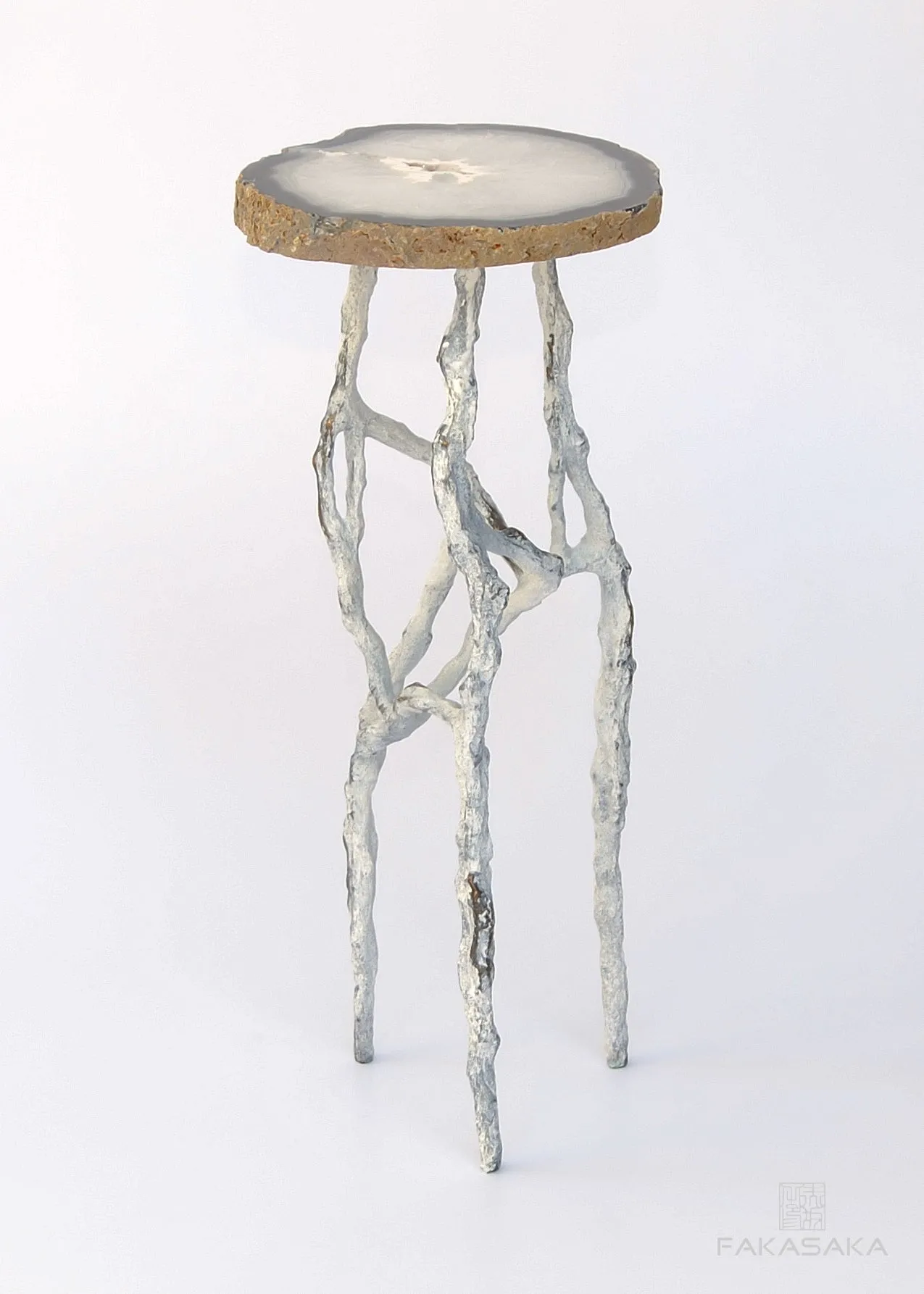 ALEXIA 3 DRINK TABLE<br><br>AGATE<br>OFF-WHITE BRONZE