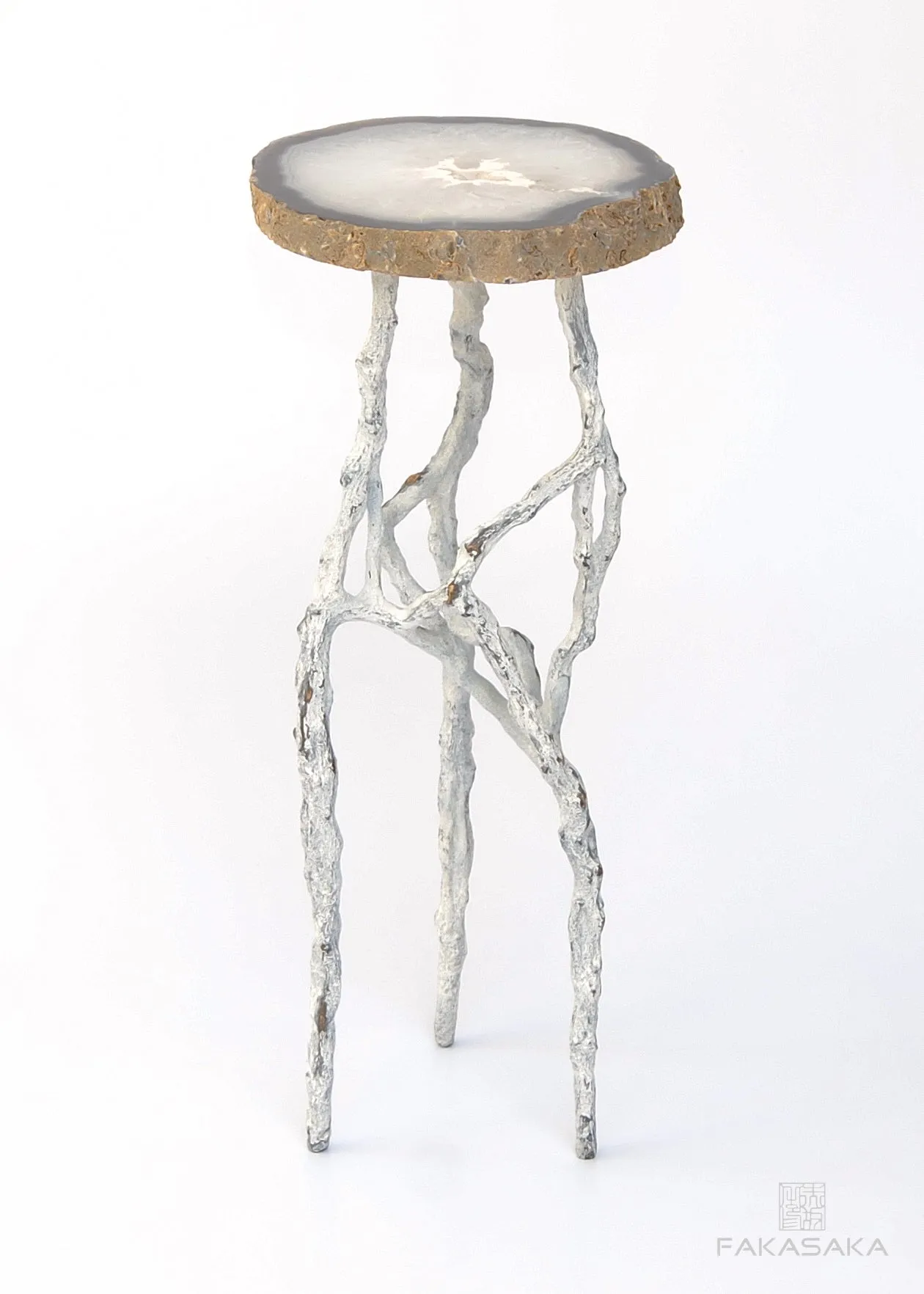 ALEXIA 3 DRINK TABLE<br><br>AGATE<br>OFF-WHITE BRONZE