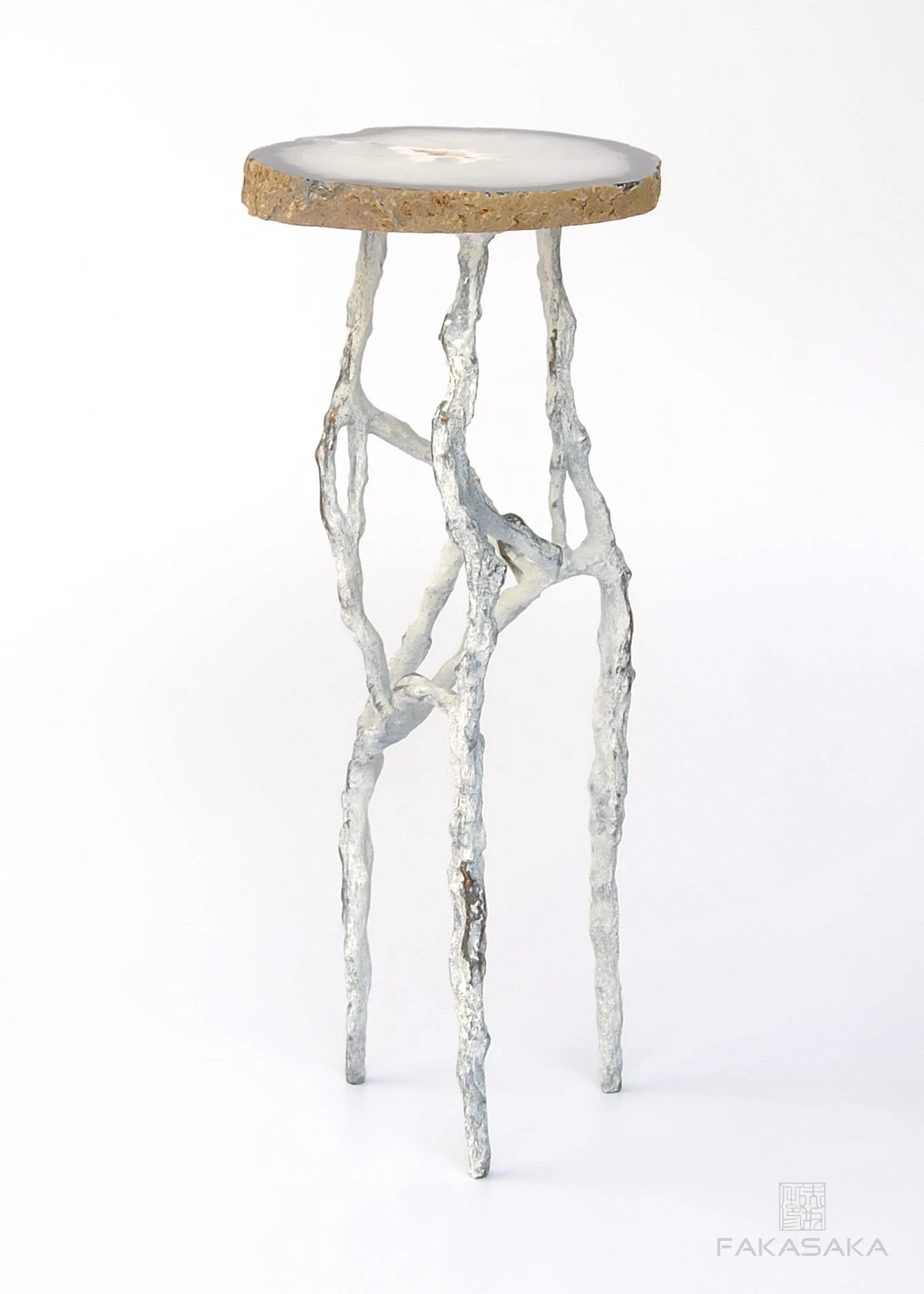 ALEXIA 3 DRINK TABLE<br><br>AGATE<br>OFF-WHITE BRONZE