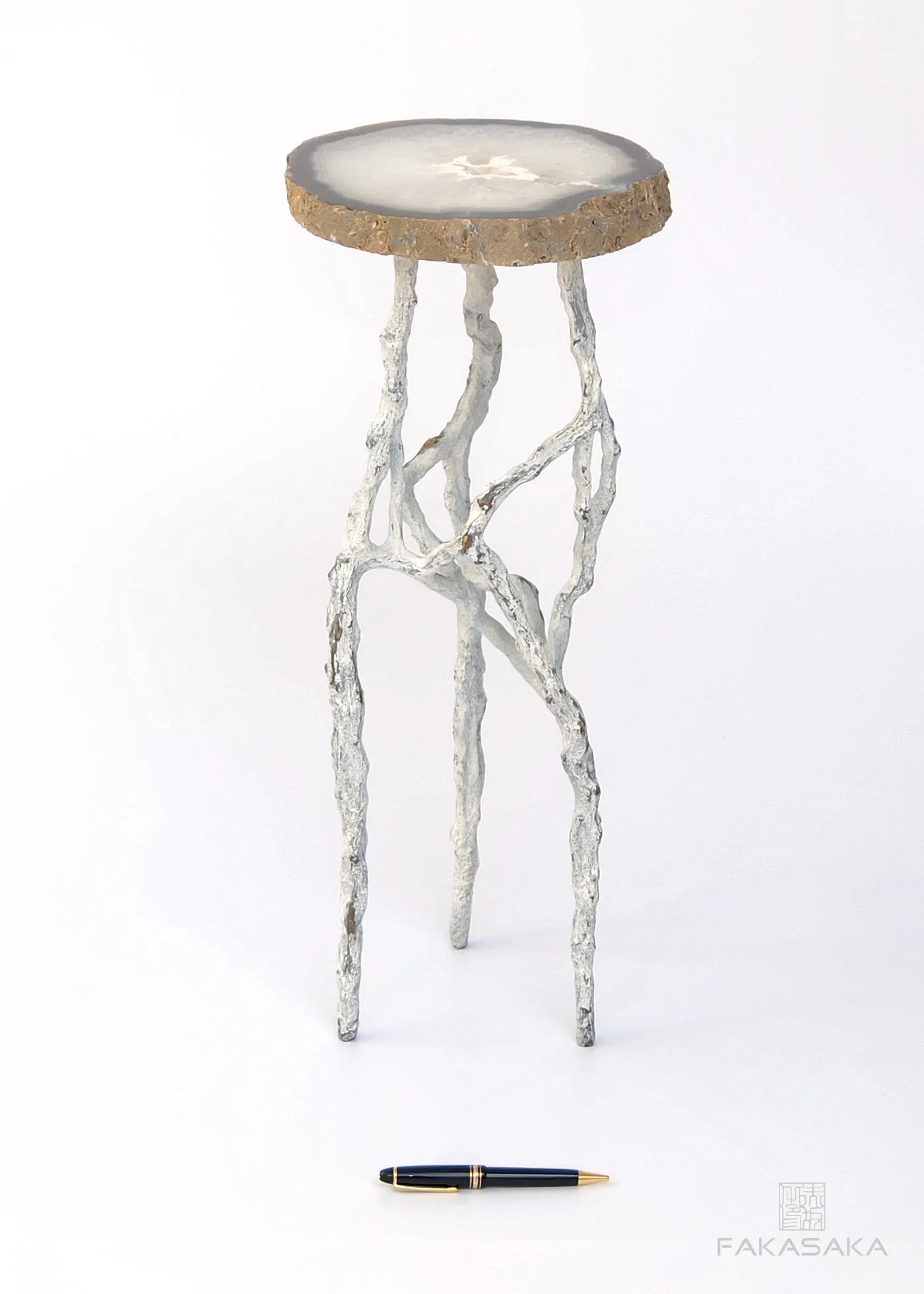 ALEXIA 3 DRINK TABLE<br><br>AGATE<br>OFF-WHITE BRONZE