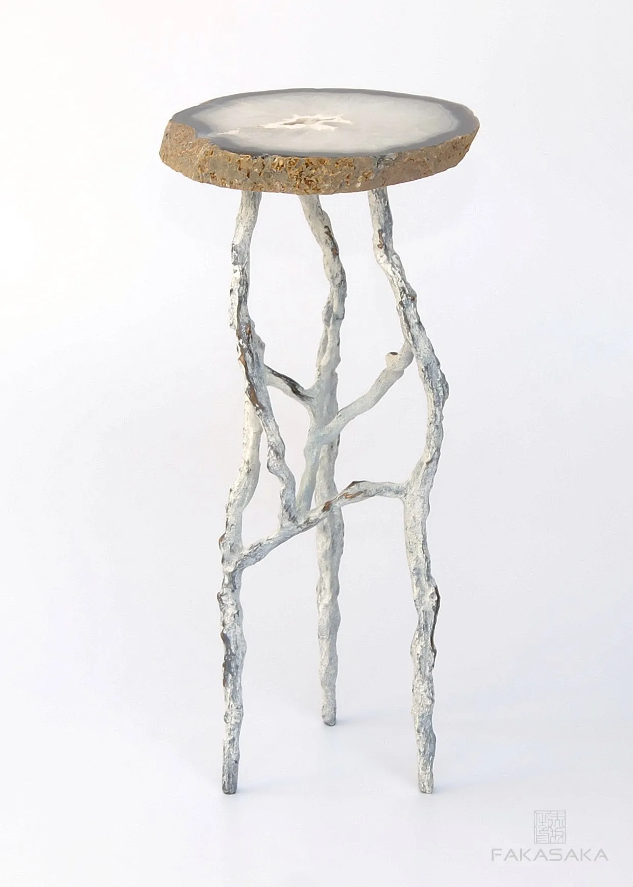 ALEXIA 3 DRINK TABLE<br><br>AGATE<br>OFF-WHITE BRONZE