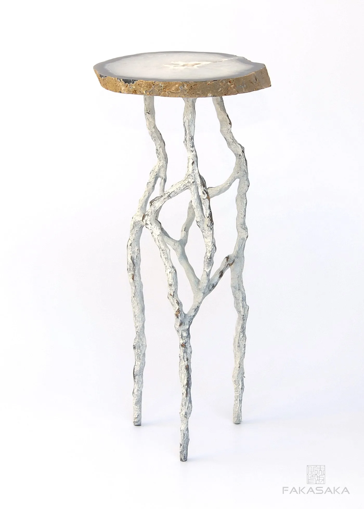 ALEXIA 3 DRINK TABLE<br><br>AGATE<br>OFF-WHITE BRONZE