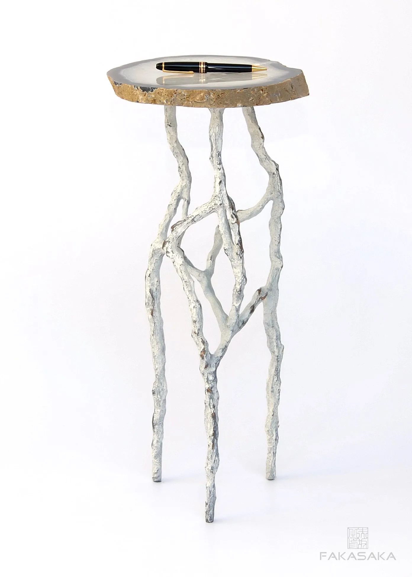 ALEXIA 3 DRINK TABLE<br><br>AGATE<br>OFF-WHITE BRONZE