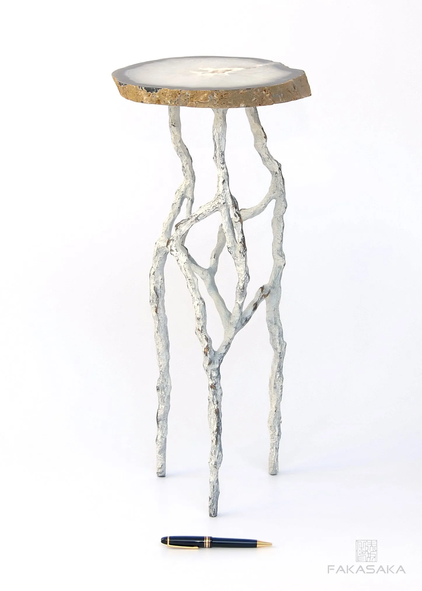 ALEXIA 3 DRINK TABLE<br><br>AGATE<br>OFF-WHITE BRONZE