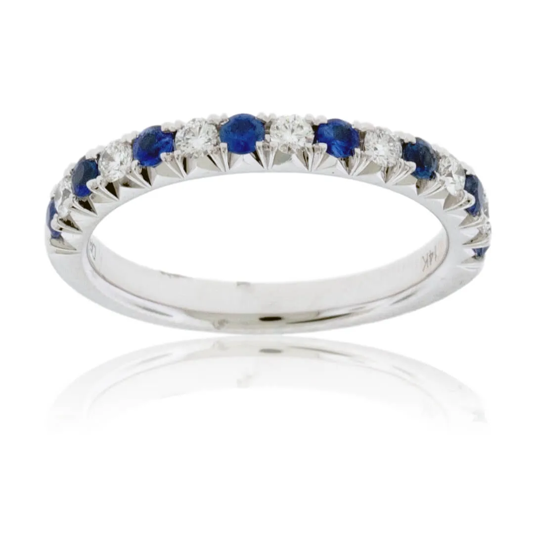 Alternating Blue Sapphire & Diamond Band