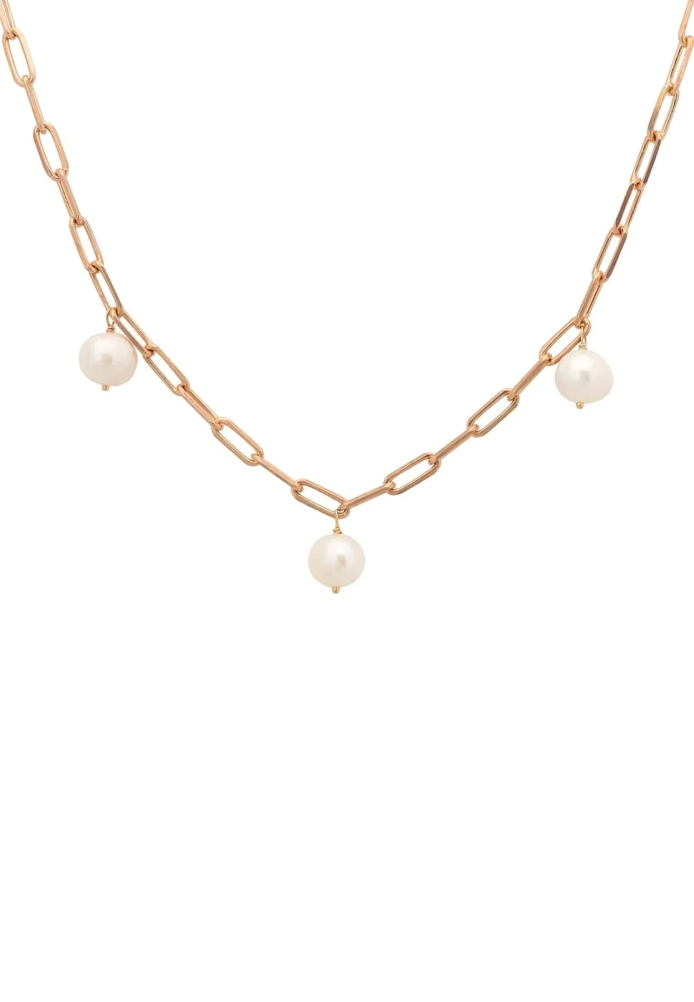 Amelia Three Pearl Necklace Rosegold