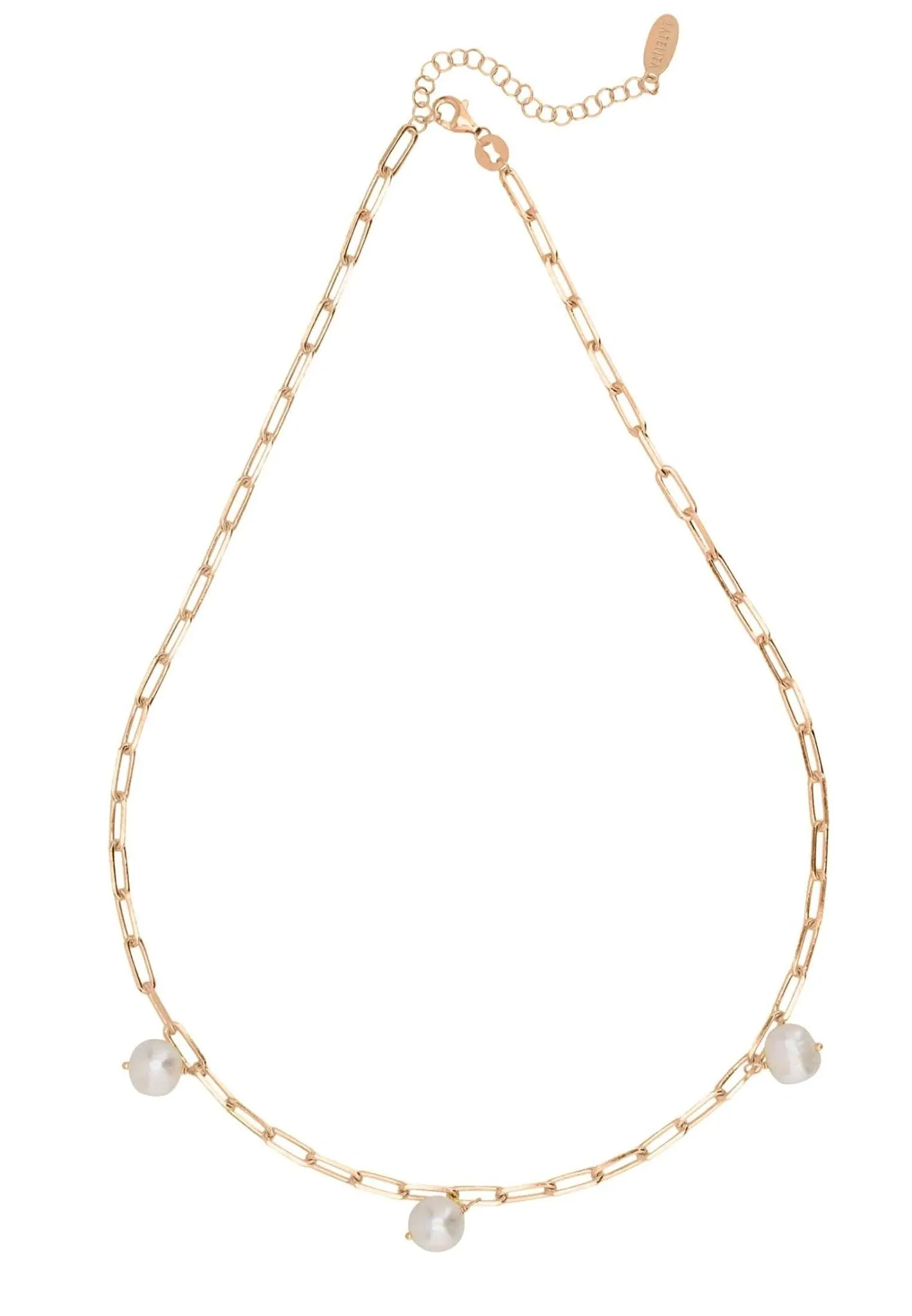 Amelia Three Pearl Necklace Rosegold