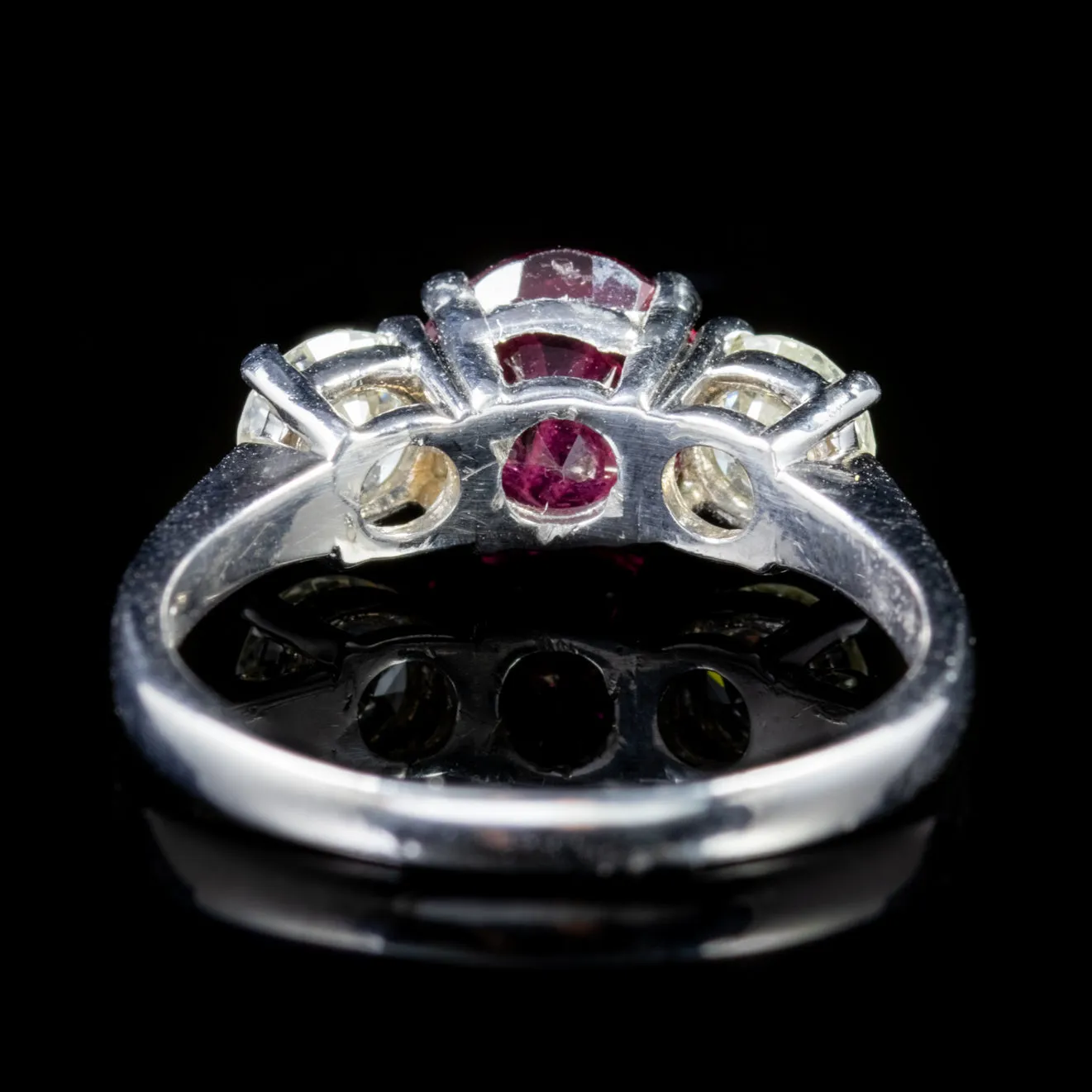 Antique Edwardian Ruby Diamond Trilogy Ring Platinum Circa 1910