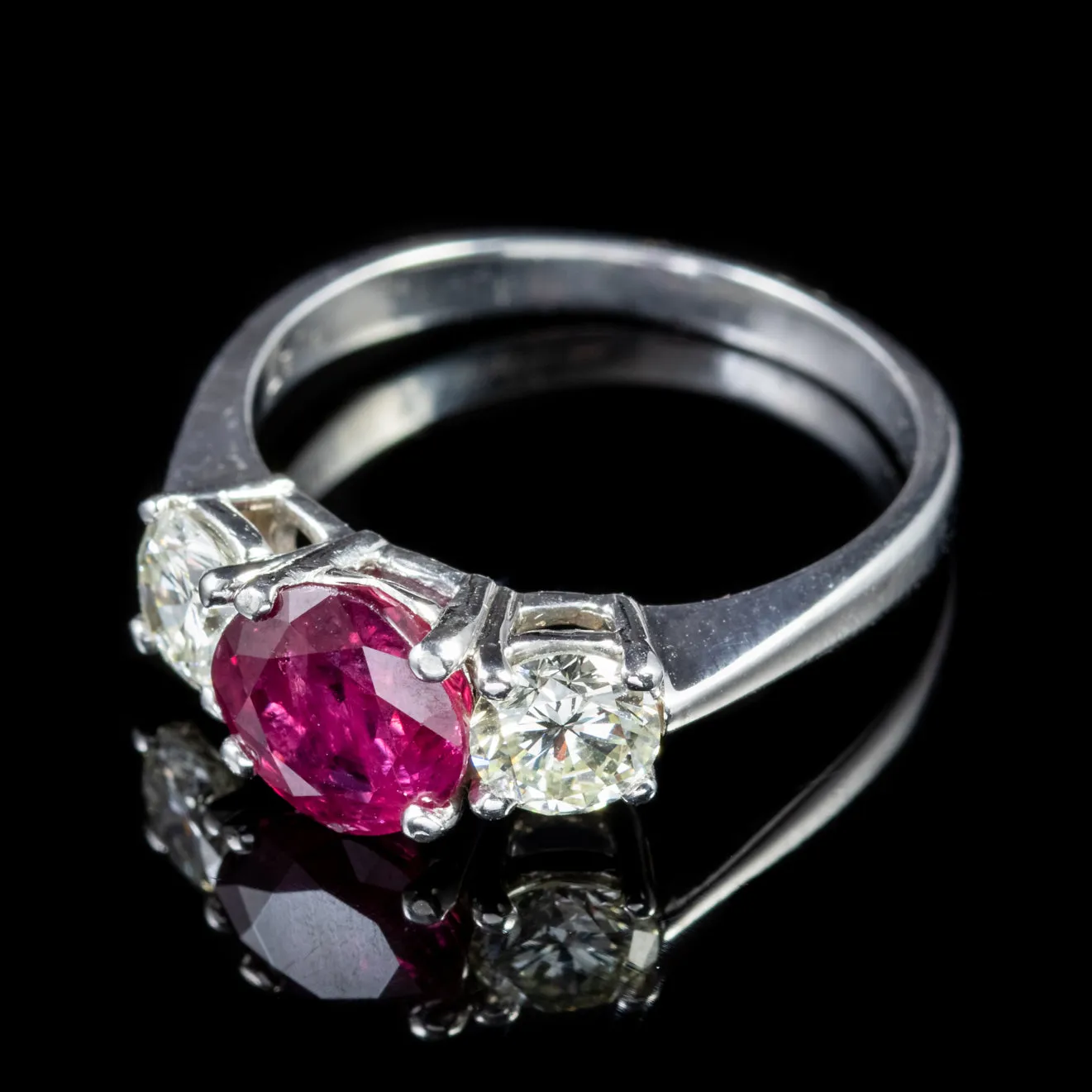 Antique Edwardian Ruby Diamond Trilogy Ring Platinum Circa 1910