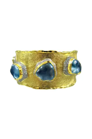 Aquamarine Diamond Cuff Bracelet