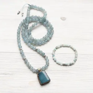 Aquamarine Serenity Mala & Bracelet Set