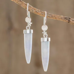 Artisan Crafted Lilac Jade Dangle Earrings - Forest Cat | NOVICA