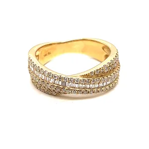 Baguette and Round Diamond Bypass Ring