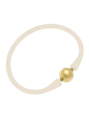 Bali Bracelet Gold Ball Bead - White