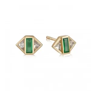 Beloved Green Onyx Stud 18ct Gold Plated Earrings JE03_GP