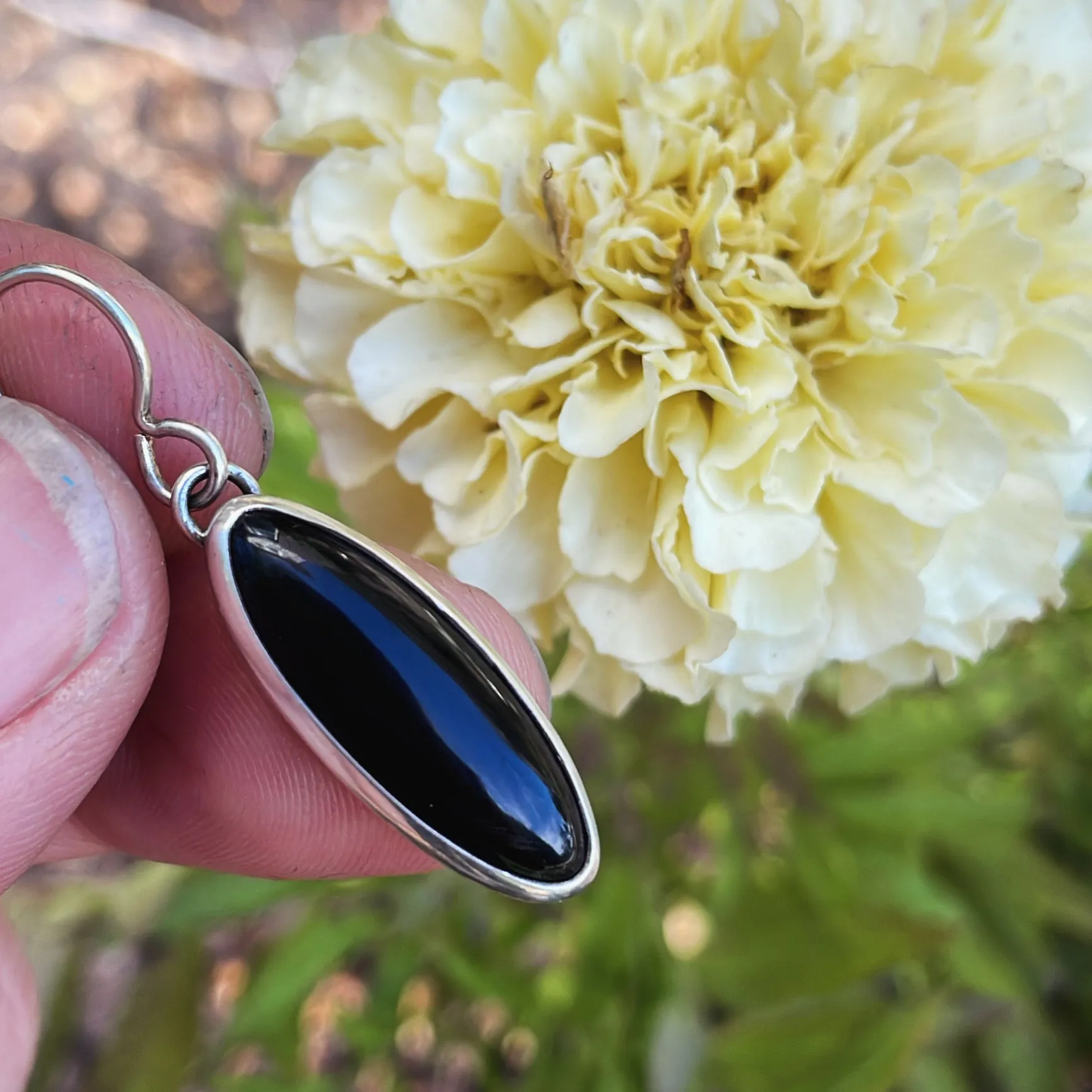 Black Onyx and Sterling Silver Earrings