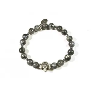 Black Pearl Creations Larvikite & Indian Skull Bracelet