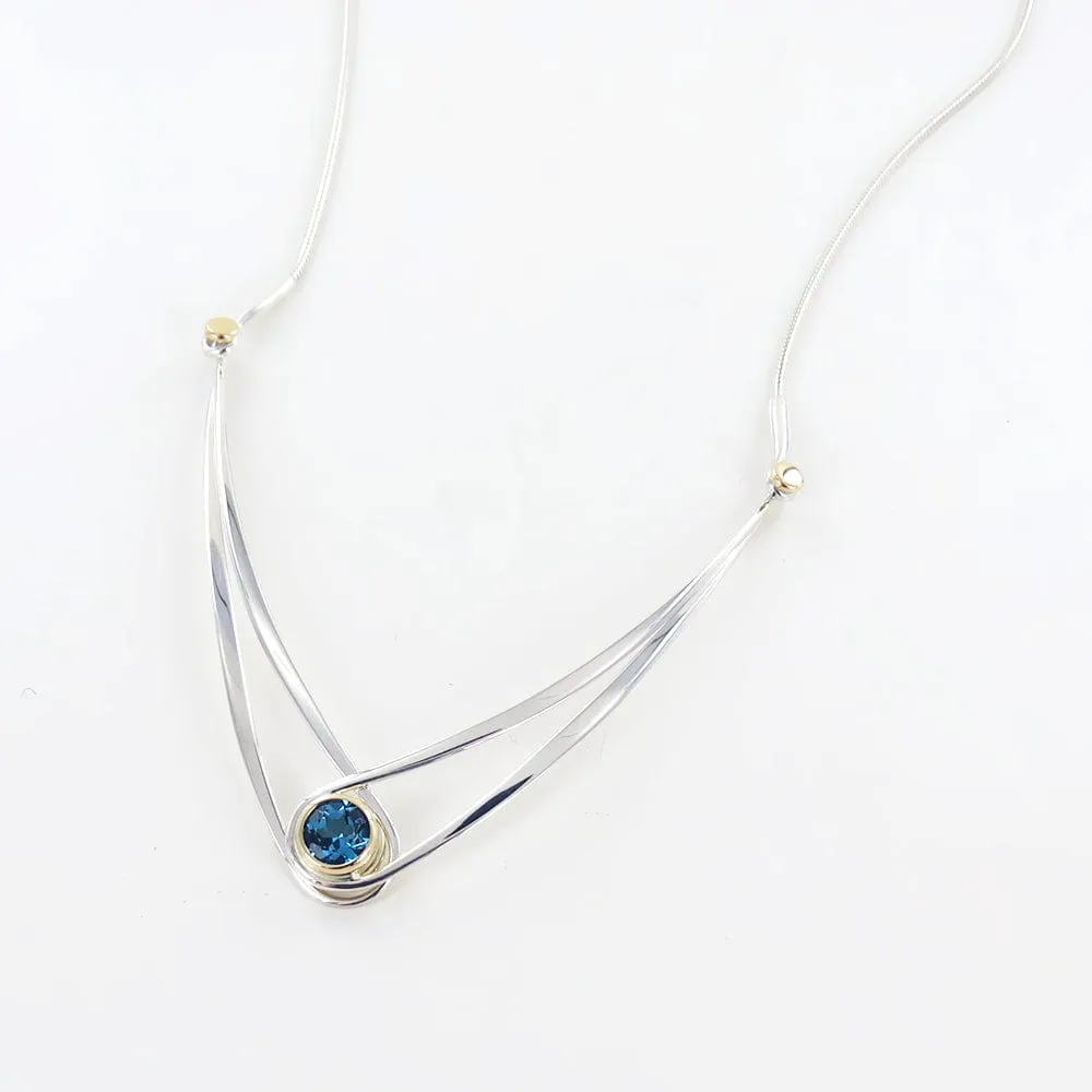 Blue Topaz Gemstone Swing Necklace